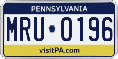 PA license plate MRU0196