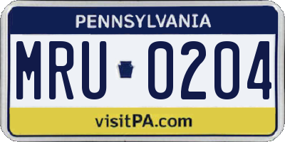 PA license plate MRU0204