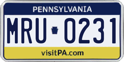 PA license plate MRU0231