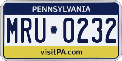 PA license plate MRU0232