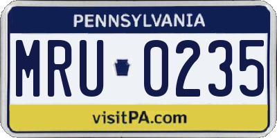 PA license plate MRU0235