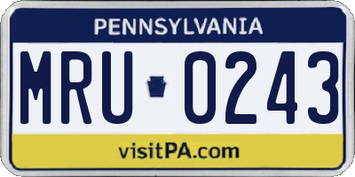 PA license plate MRU0243