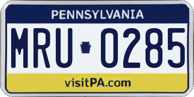PA license plate MRU0285