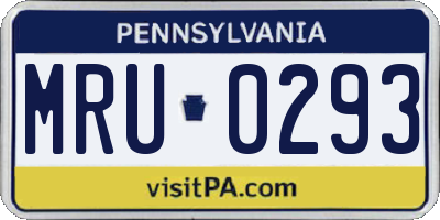 PA license plate MRU0293