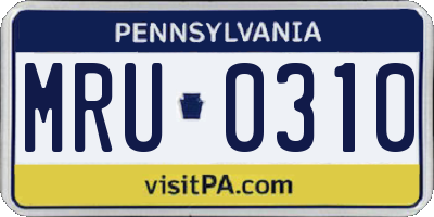 PA license plate MRU0310