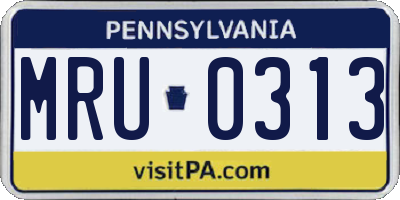 PA license plate MRU0313
