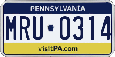 PA license plate MRU0314