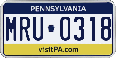 PA license plate MRU0318