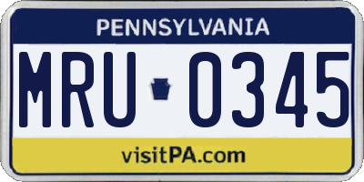 PA license plate MRU0345