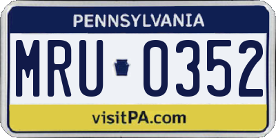 PA license plate MRU0352