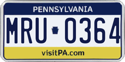 PA license plate MRU0364
