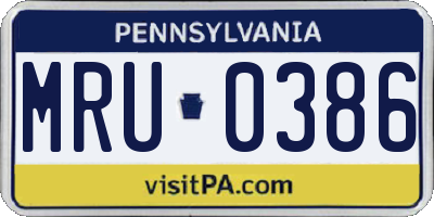 PA license plate MRU0386