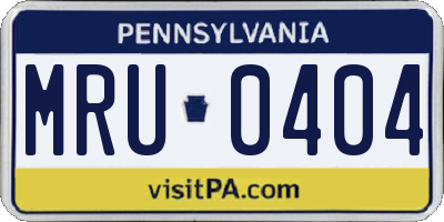 PA license plate MRU0404