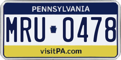PA license plate MRU0478
