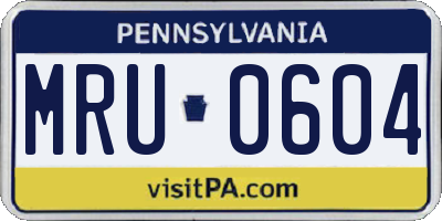 PA license plate MRU0604