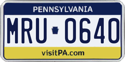 PA license plate MRU0640