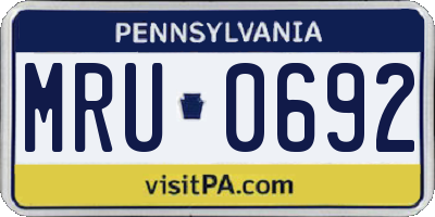PA license plate MRU0692