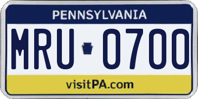 PA license plate MRU0700