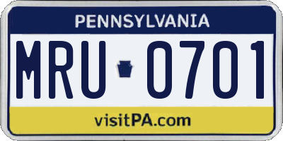 PA license plate MRU0701