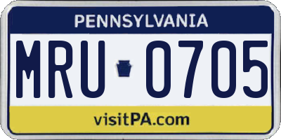 PA license plate MRU0705