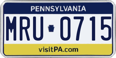 PA license plate MRU0715