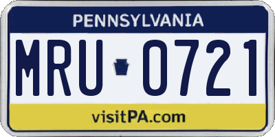 PA license plate MRU0721