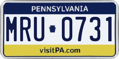 PA license plate MRU0731