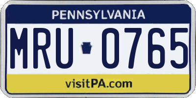 PA license plate MRU0765