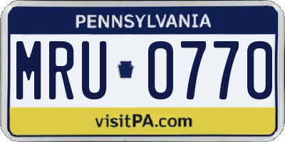 PA license plate MRU0770