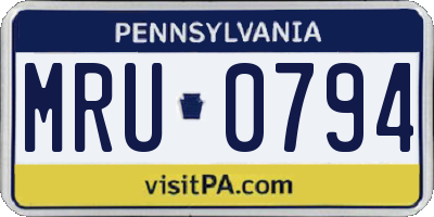 PA license plate MRU0794