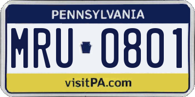 PA license plate MRU0801