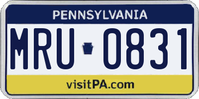 PA license plate MRU0831