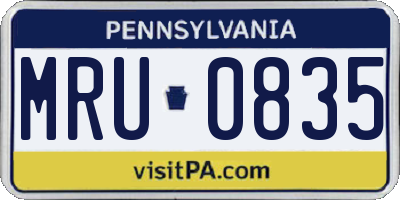 PA license plate MRU0835