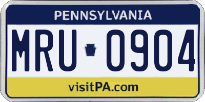 PA license plate MRU0904