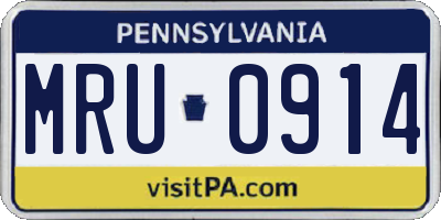 PA license plate MRU0914