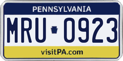 PA license plate MRU0923