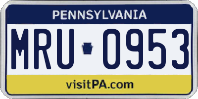 PA license plate MRU0953