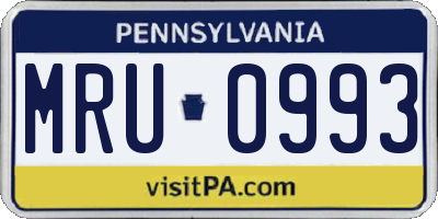PA license plate MRU0993