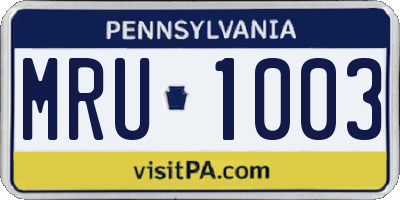 PA license plate MRU1003