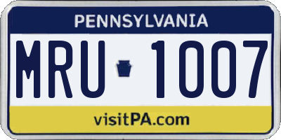 PA license plate MRU1007