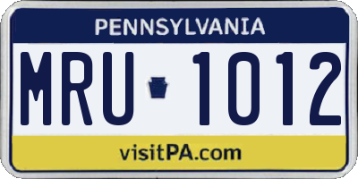 PA license plate MRU1012