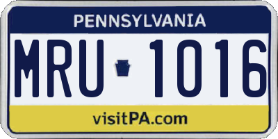 PA license plate MRU1016