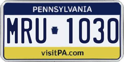 PA license plate MRU1030