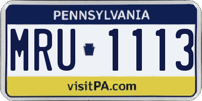 PA license plate MRU1113