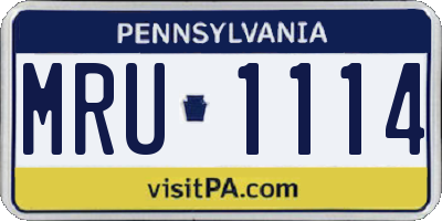 PA license plate MRU1114