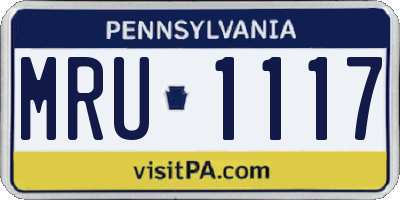 PA license plate MRU1117