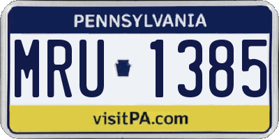 PA license plate MRU1385