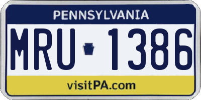 PA license plate MRU1386