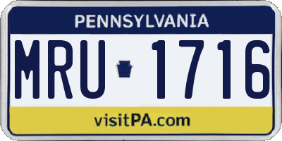 PA license plate MRU1716