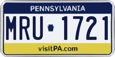 PA license plate MRU1721